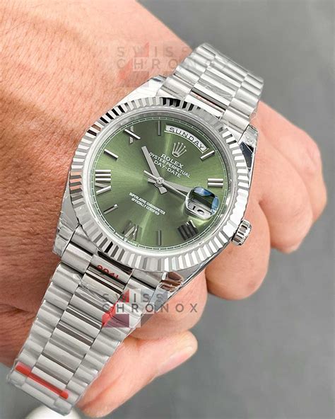 rolex day date 40 white gold green dial|rolex day date 228239.